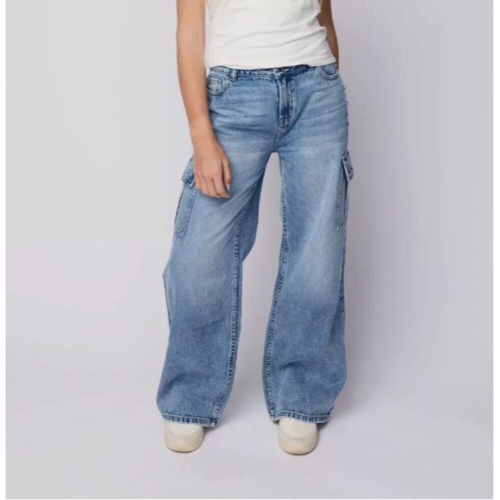 Pacsun Kids x Target Girls' Mid-Rise Ultra Baggy Cargo Denim Jeans 8 NWT